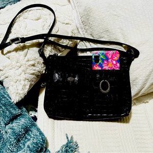 Brighton Black Patent Leather Shoulder Bag